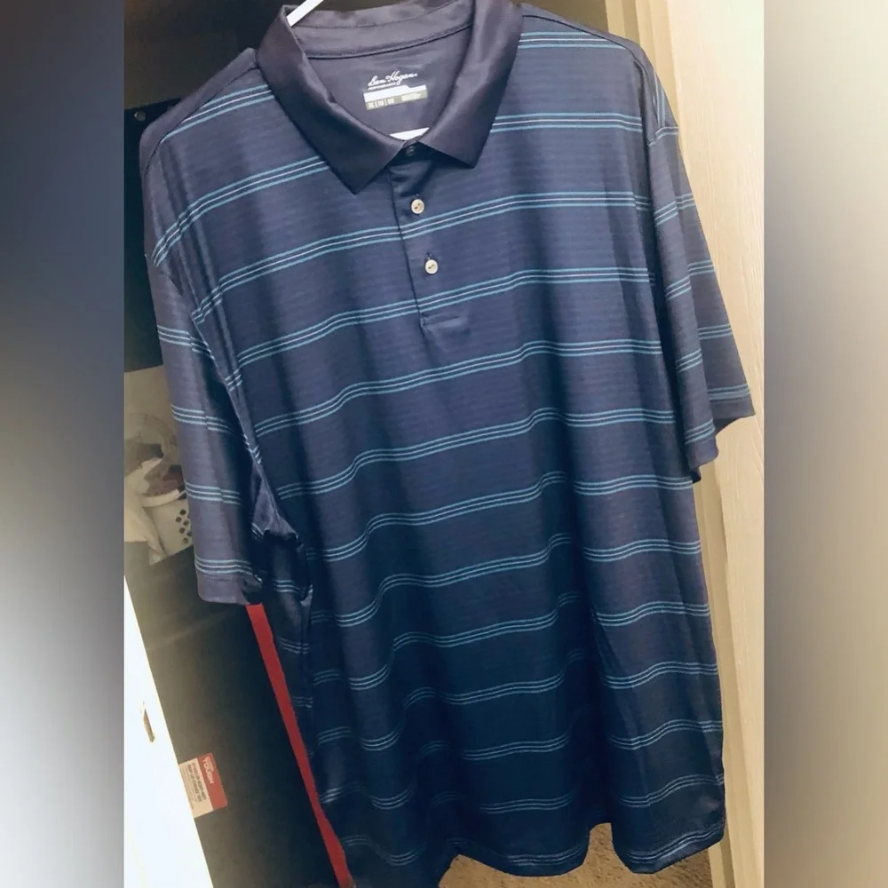 Ben Hogan Navy striped performance Golf Polo Shirt Men’s XL New